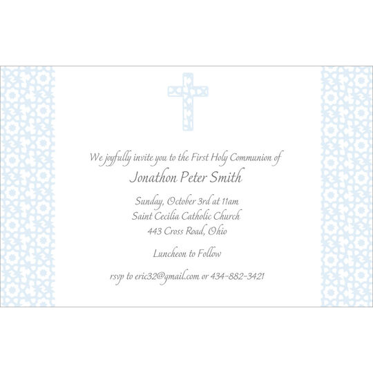 Elegant Pastel Blue Cross Invitations